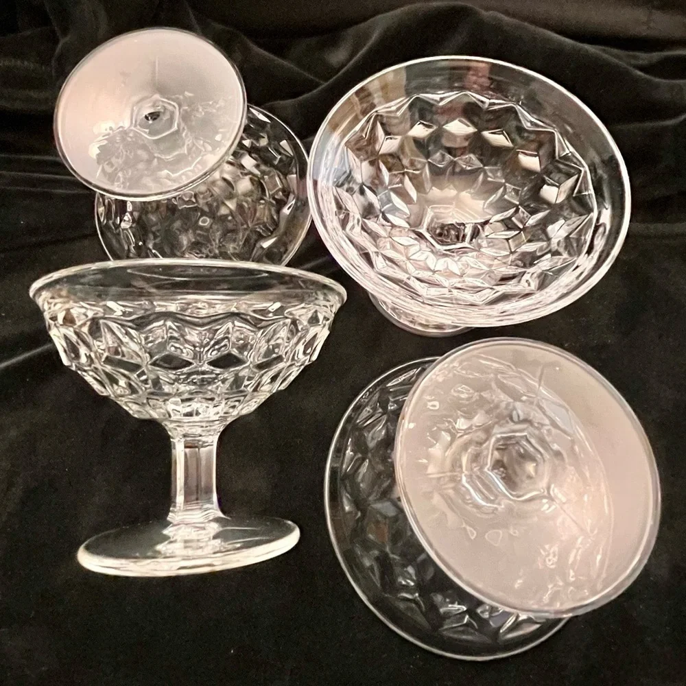 Vtg Fostoria American Clear Glass Shiny Champagne Sherbet Dessert Cups Set of 4